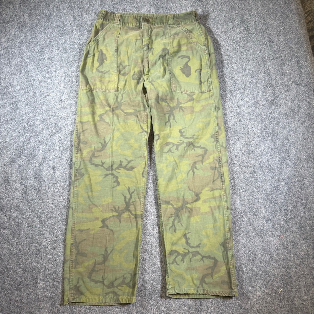 Vintage 60s Vietnam Invisible ERDL Camo OG-107 Sateen Military Pants 30x29